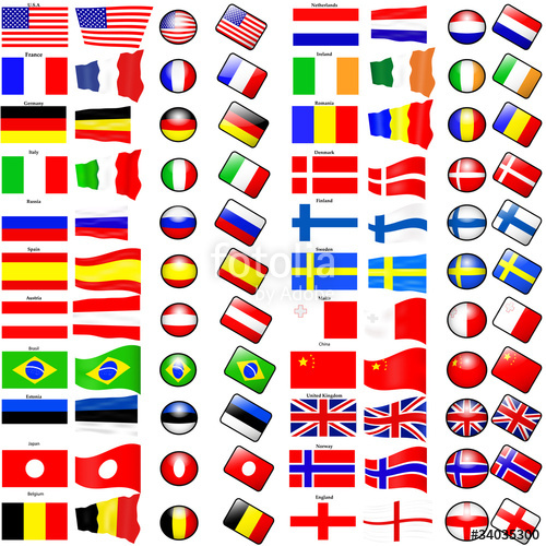 500x500 Vector Set Of World Flag Icon Stock Image And Royalty Free Vector