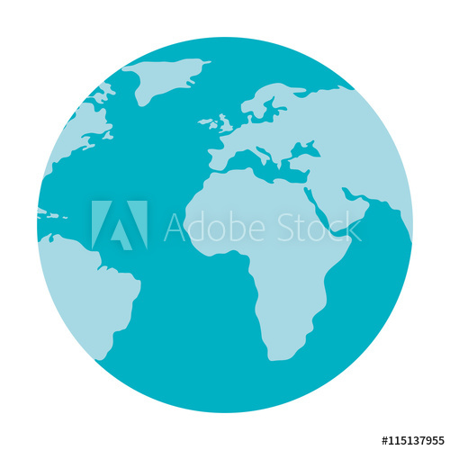 500x500 World Earth Map Isolated Flat Icon, Vector Illustration Design