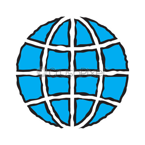 500x500 Globe Icon Earth Planet, Global World Map In Trendy Flat, Stock