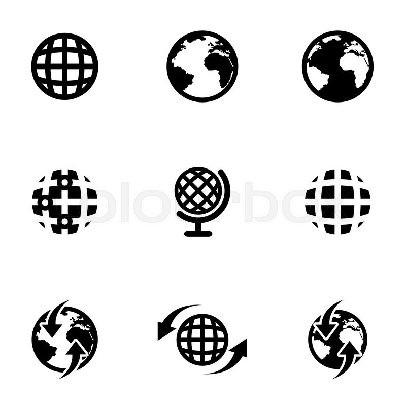 800x800 Vector Black World Map Icon Set World Stock Vector Colourbox