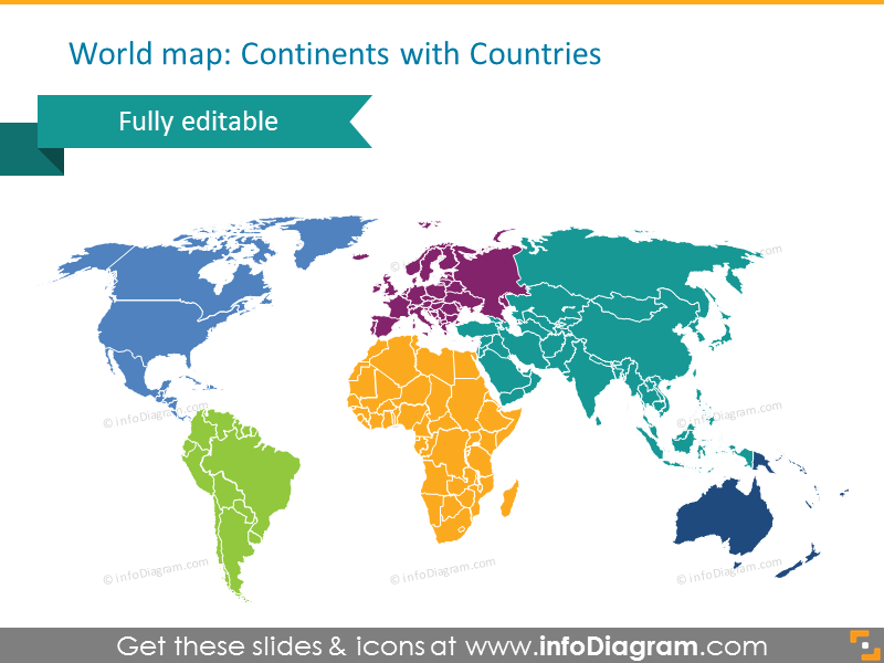 800x600 Powerpoint Template World Maps Continents, Countries, Population