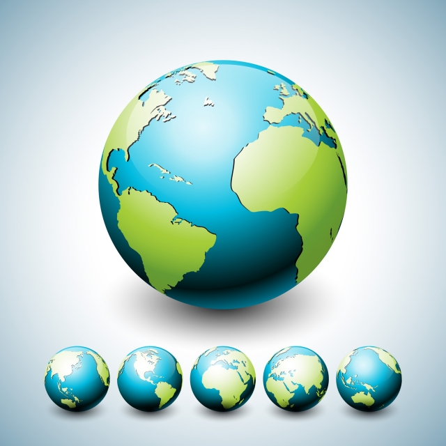 640x640 Earth Globe Illustration With Planet On Six Variations World Map