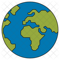 256x256 World Map Icon Of Colored Outline Style