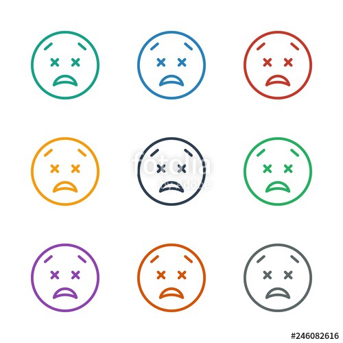 500x500 Upset And Worry Emot Icon White Background Stock Image