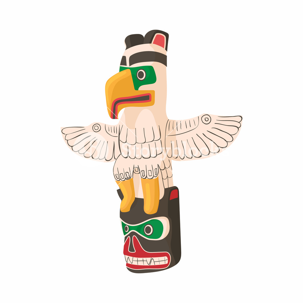 1000x1000 Bird Totem Icon In Cartoon Style Isolated On White Background