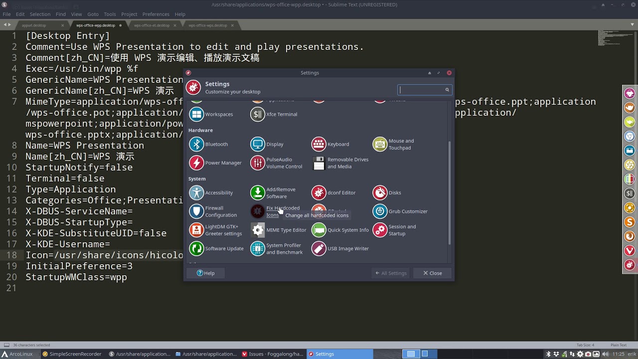 1280x720 Arcolinux Fixing The Icons Of Wps Office Or Any Icon