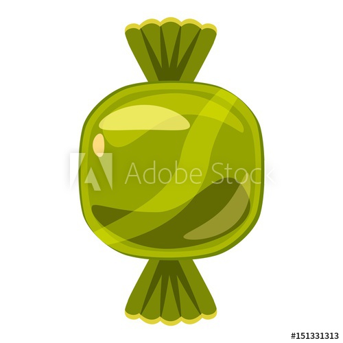 500x500 Sweet Candy In Green Wrap Icon, Cartoon Style