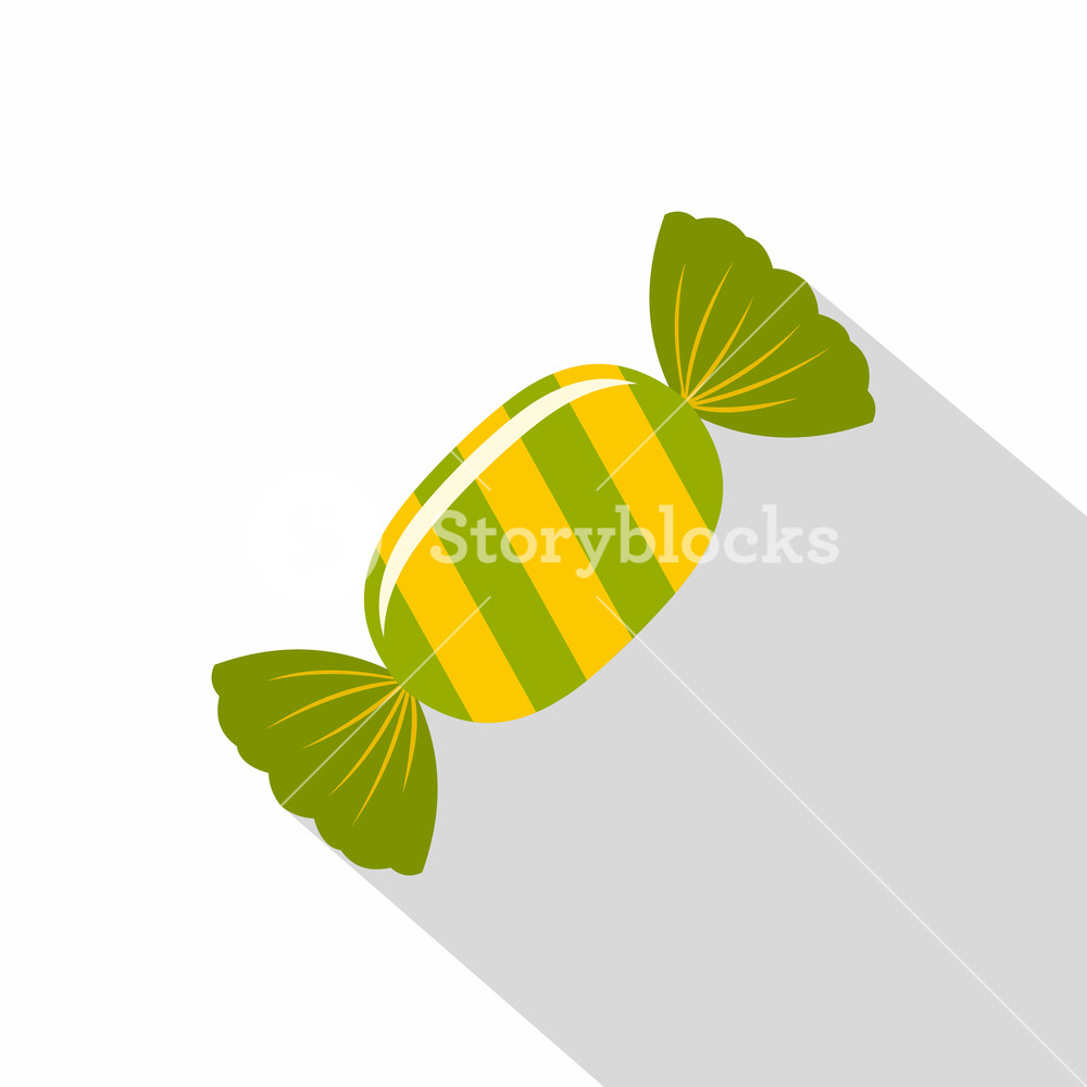 1000x1000 Sweet Candy In Green Wrap Icon Flat Illustration Of Sweet Candy