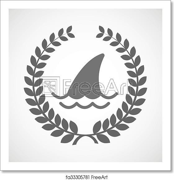 561x581 Free Art Print Of Isolated Laurel Wreath Icon With A Shark Fin