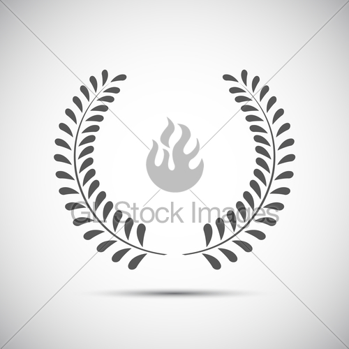 500x500 Simple Laurel Wreath Icon, Twig With Leaves, Vector Illus Gl