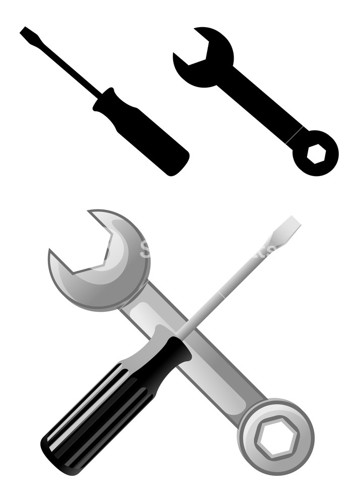 707x1000 Wrench And Screwdriver Icon For Web Design Royalty Free Stock