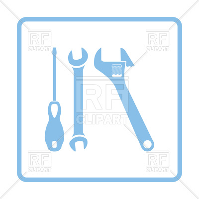 400x400 Blue Frame Design Of Wrench And Screwdriver Icon Vector Image