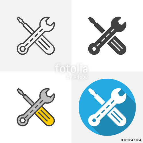 500x500 Wrench And Screwdriver Icon Line, Glyph, Flat And Filled Outline