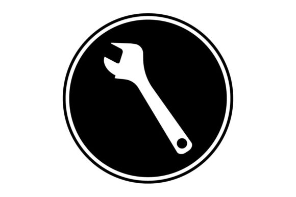 580x386 Wrench Icon On Black Circle