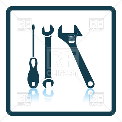 400x400 Shadow Reflection Design Of Wrench And Screwdriver Icon Vector
