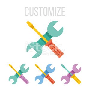 300x300 Vector Wrench And Screwdriver Icons Stock Vectors