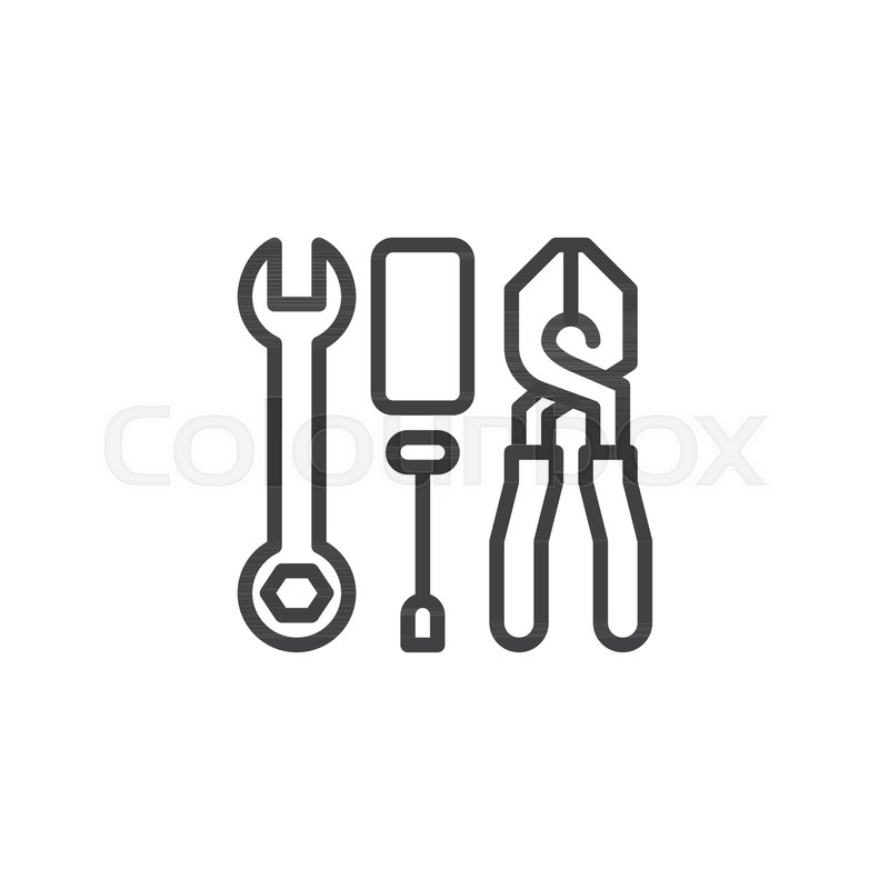 800x800 Wrench Screwdriver And Pliers Outline Stock Vector Colourbox