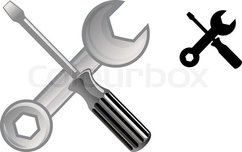 800x505 Wrench And Screwdriver Icon Stock Vector Colourbox