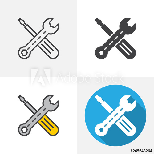 500x500 Wrench And Screwdriver Icon Line, Glyph, Flat And Filled Outline