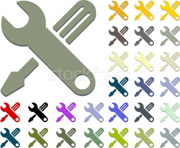 600x493 Hand Tools Of Wrench And Screwdriver Icon Vector Illustration