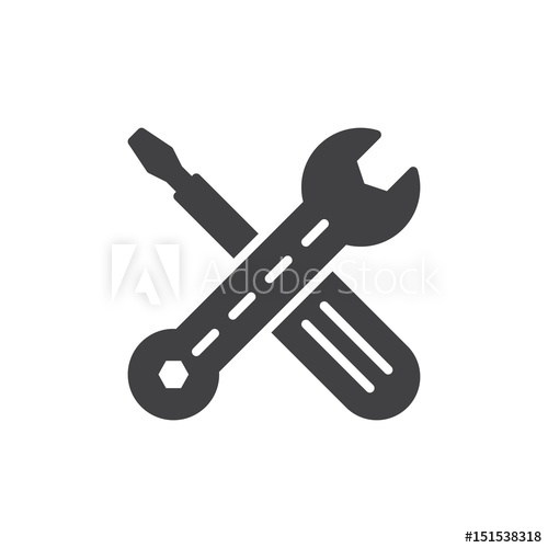 500x500 Maintenance, Wrench And Screwdriver Icon Vector, Filled Flat Sign