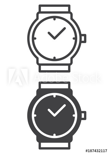 353x500 Wrist Watch Icon, Line And Solid Version, Outline And Filled