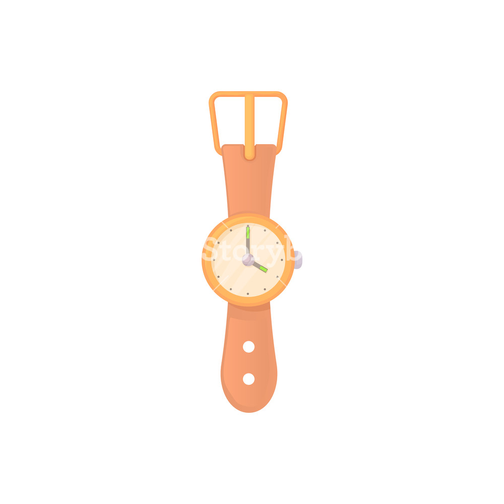 1000x1000 Round Wrist Watch Icon In Cartoon Style On A White Background