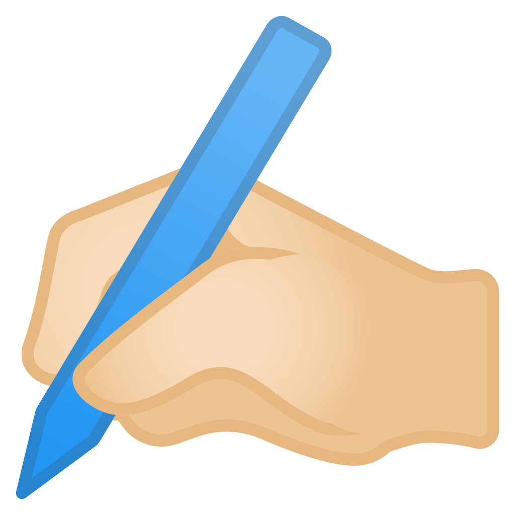 1024x1024 Writing Hand Light Skin Tone Icon Noto Emoji People Bodyparts