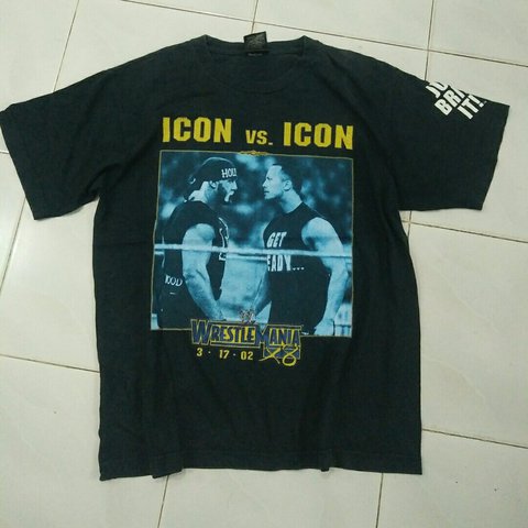 480x480 Rare !! Wrestlemania Wwe Tee Shirt Of Icon Vs Icon The Rock