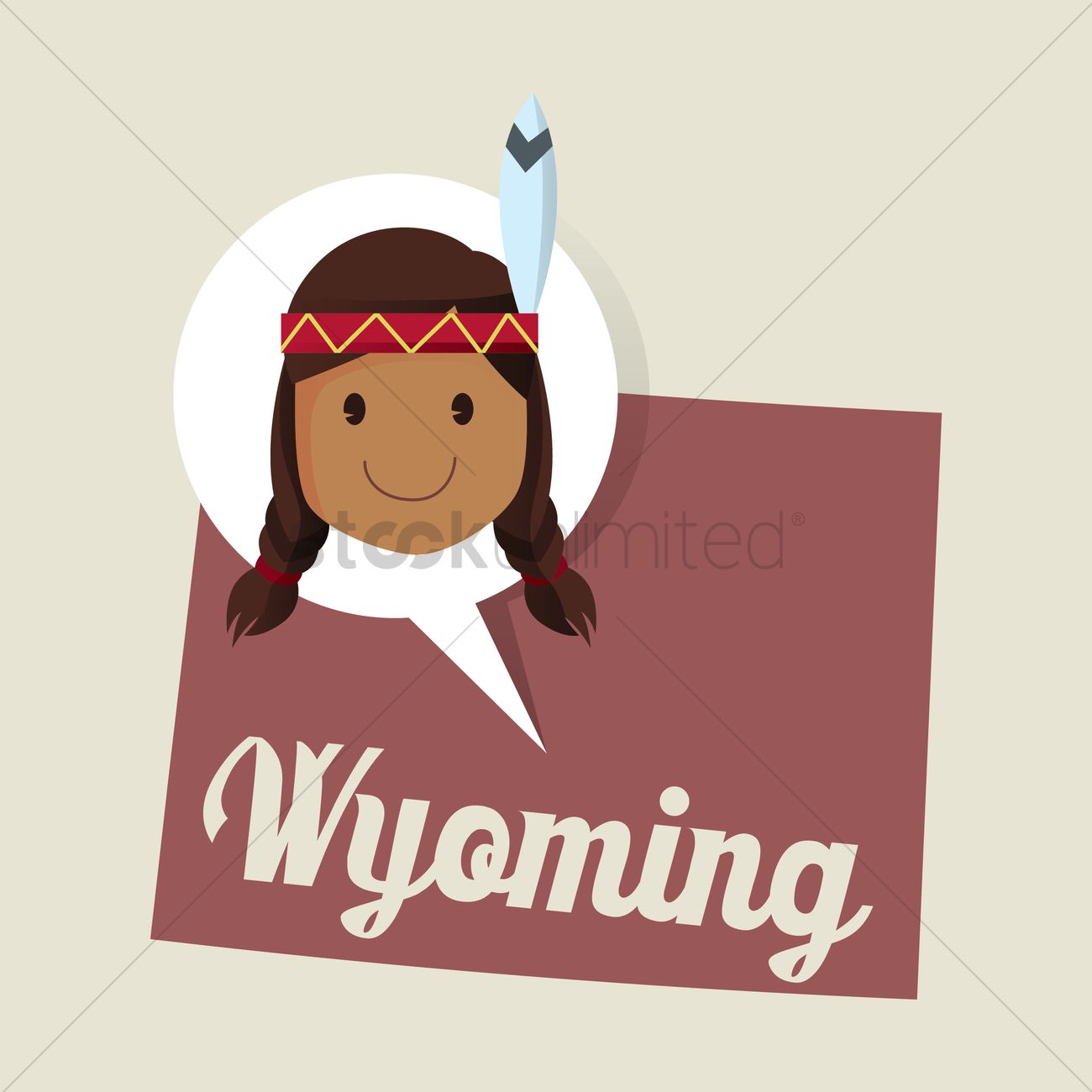1300x1300 Wyoming Map With Native American Icon Vector Image