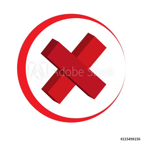 500x500 Cross Red Icon Isolated On White Background Symbol No Or X Button