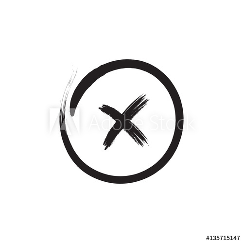 500x500 Cross Sign Black Element Gray Brush X Icon Isolated On White