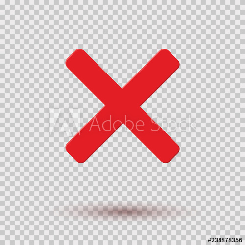 500x500 Cross Red Icon Isolated On Transparent Background Symbol No Or X