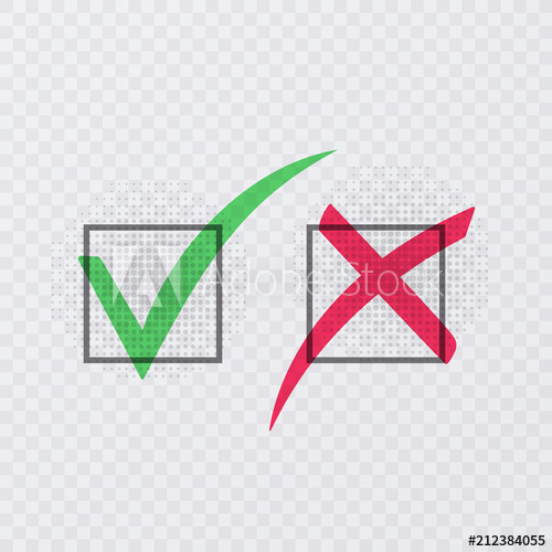 500x500 Tick And Cross Signs Green Checkmark Ok And Red X Icons, Isolated