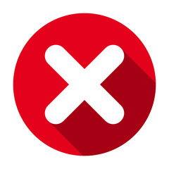 240x240 Flat Round X Mark Red Icon, Button Cross Symbol Isolated On White