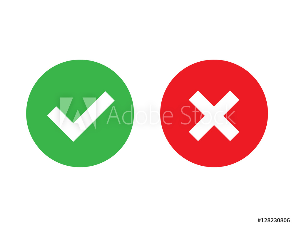 1000x773 Fotografie, Obraz Check Mark And X Mark Icon Vector Posters Cz