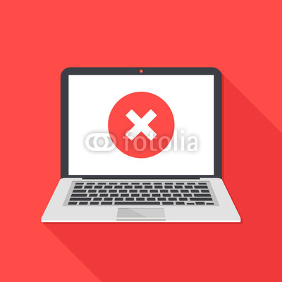 400x400 Laptop And X Mark Notebook And Round Red Cross Mark Icon On White