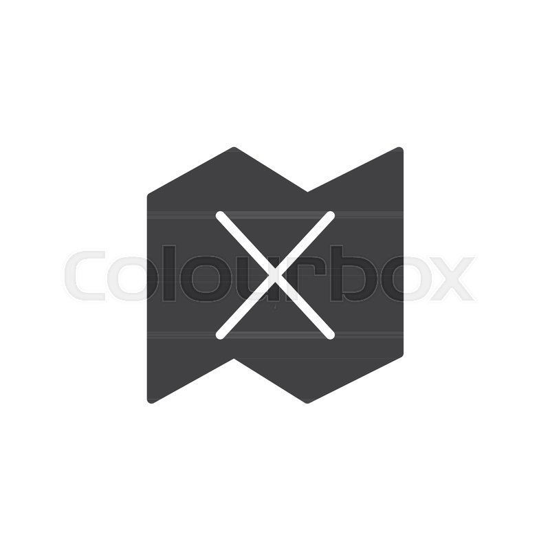 800x800 Map With X Mark Icon Vector, Filled Stock Vector Colourbox