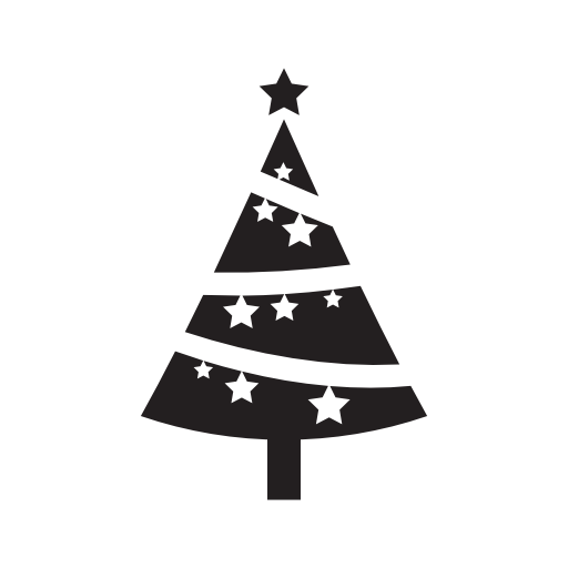 512x512 Christmas Tree Ornamented With Stars Free Vector Icons Designed