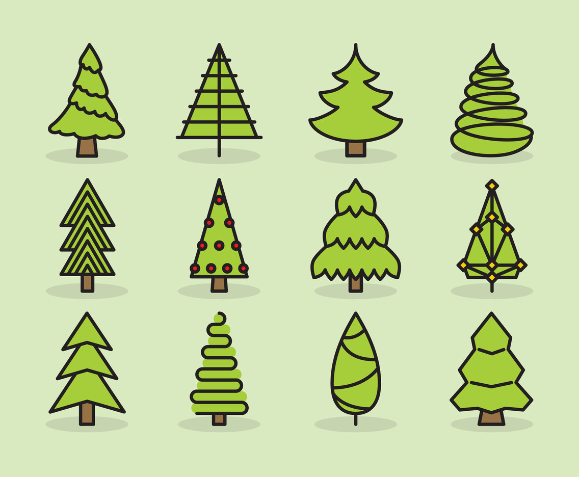 1136x936 Cute Christmas Tree Icons Vector Art Graphics