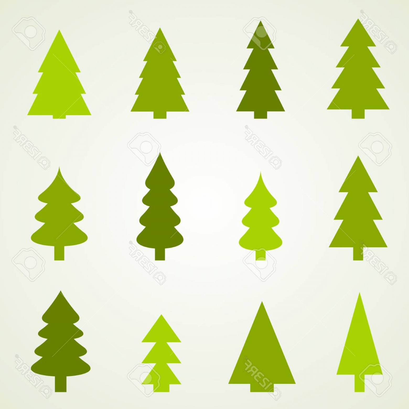 1560x1560 Photostock Vector Christmas Tree Icon Collection Green Shapes