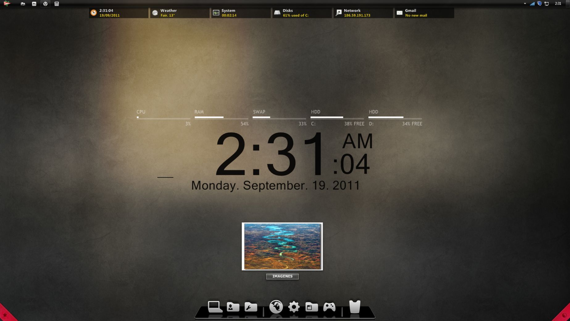 1847x1039 Escritorio Con Xwindows Dock Y Rainmeter El Arte De Tu