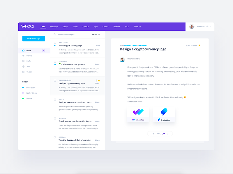 800x600 Free Yahoo Mail Re Design For Adobe Xd Download Uipie