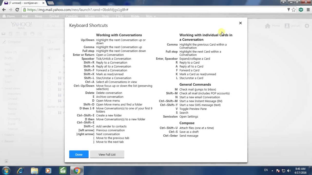 1280x720 Shortcut Keys For Yahoo Mail