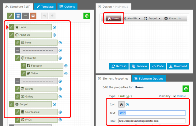 640x410 Menu In Yahoo Sitebuilder