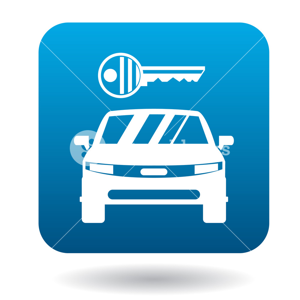 1000x1000 Car From Impound Yard Icon In Simple Style In Blue Square