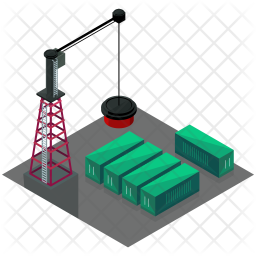 256x256 Container Yard Icon Of Isometric Style