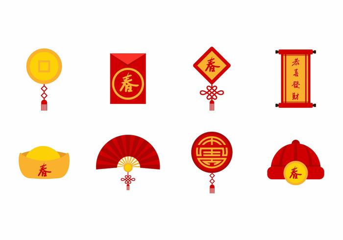 700x490 Chinese New Year Icons Vector