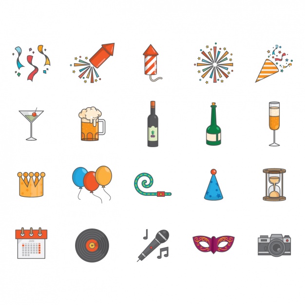 626x626 New Year Icons Collection Vector Free Download