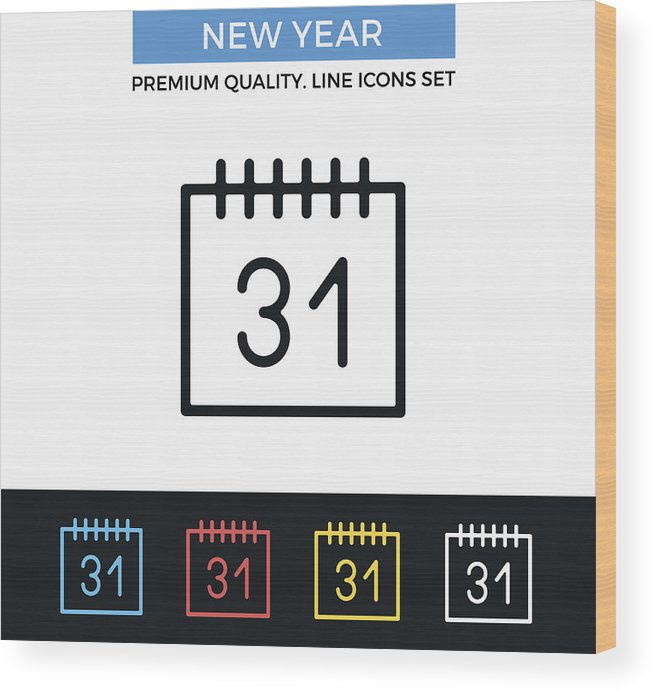 655x693 Vector New Year Icon Calendar, December Line Icons Set Wood